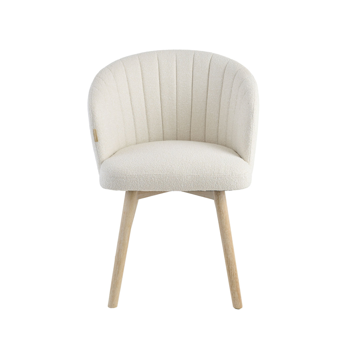 Arabella Light Beige Boucle Dining Chairs - Set of 2 - Whitewash Oak Legs