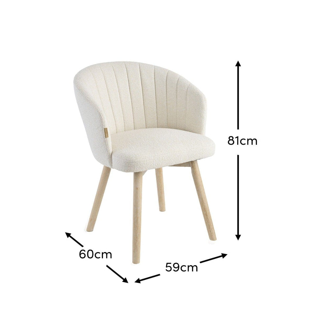 Arabella Light Beige Boucle Dining Chairs - Set of 2 - Whitewash Oak Legs