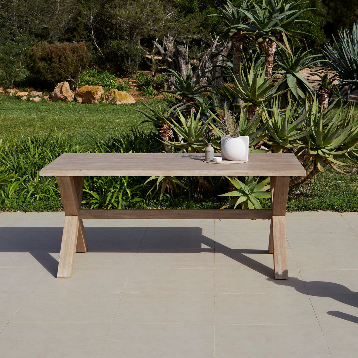 Charlotte Wooden Garden Table - Whitewash Acacia