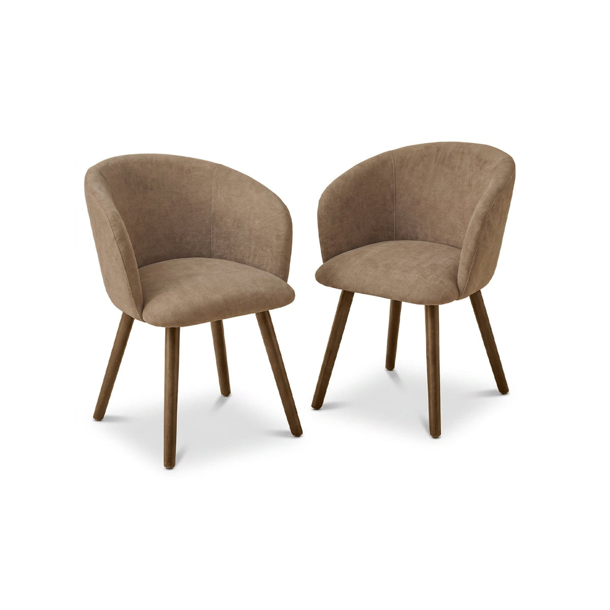 Adam 135cm Almond Brown Round Dining Table Set - 4 Seater - Archer Natural Brown Dining Chairs - Almond Brown Legs