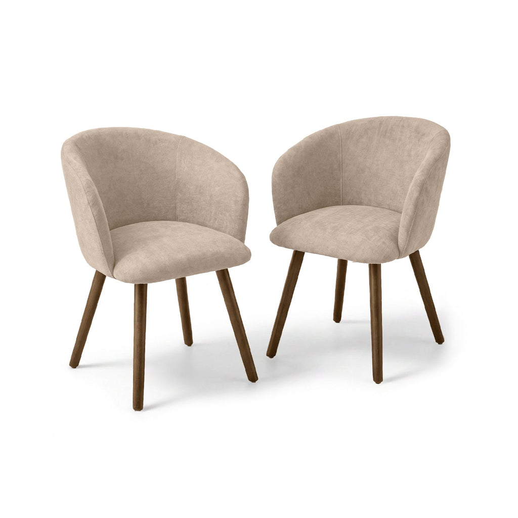 Adam 135cm Almond Brown Round Dining Table Set - 4 Seater - Archer Soft Beige Dining Chairs - Almond Brown Legs