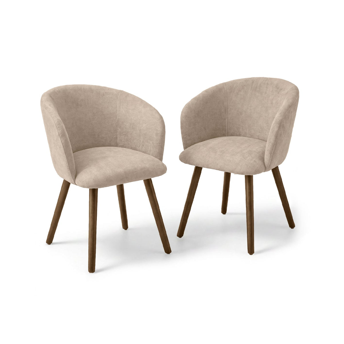 Adam 135cm Almond Brown Round Dining Table Set - 4 Seater - Archer Soft Beige Dining Chairs - Almond Brown Legs