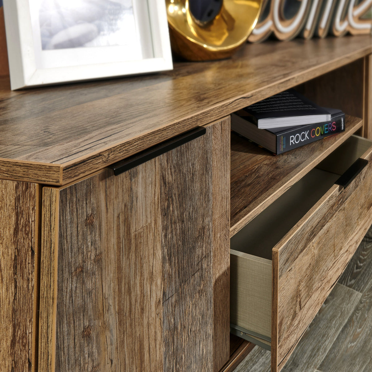 Moreno Rustic Oak 2 Door 1 Drawer Wide TV Unit