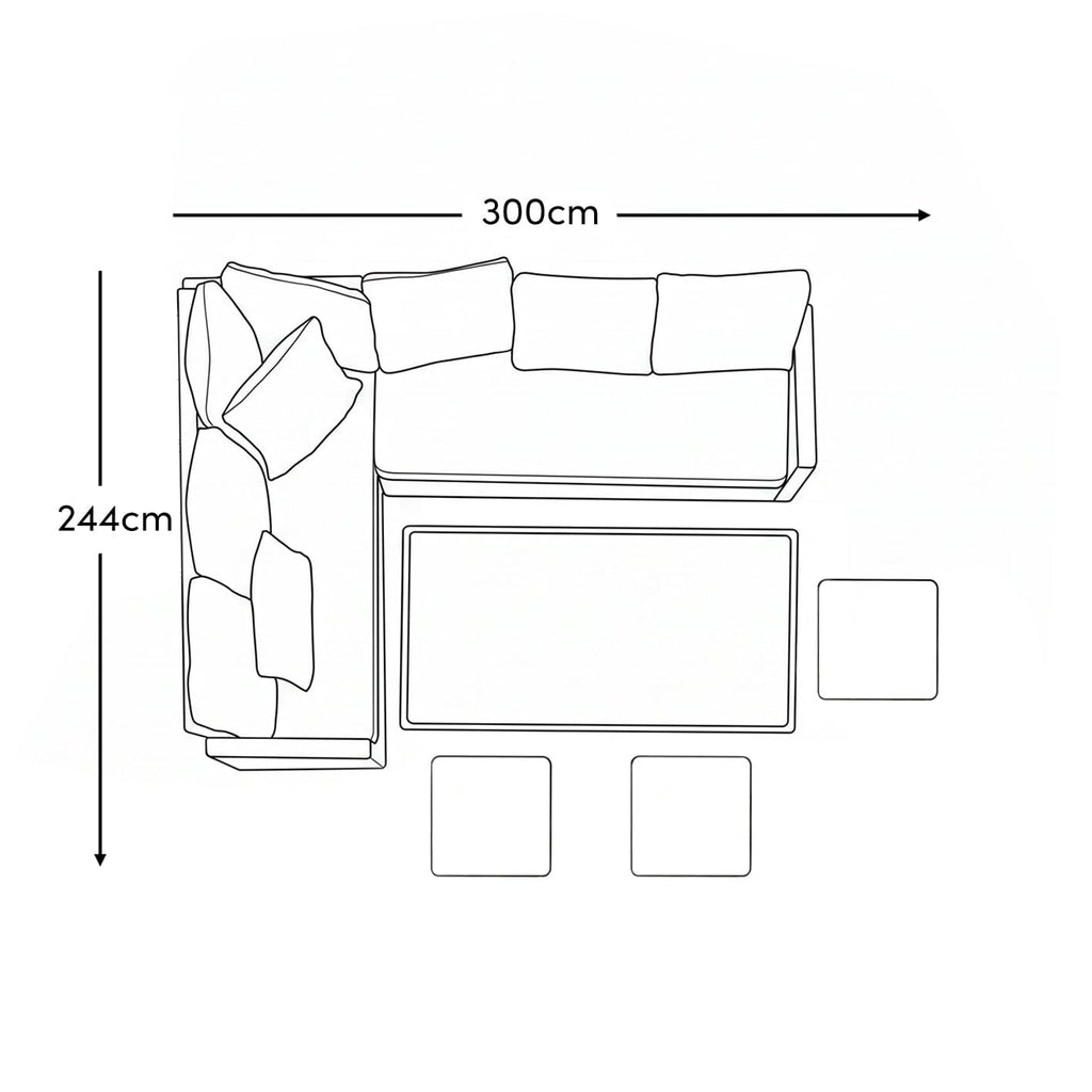 Outlet - Aston 9 Seater Outdoor Sofa Dining Set with Polywood Table Top - Black