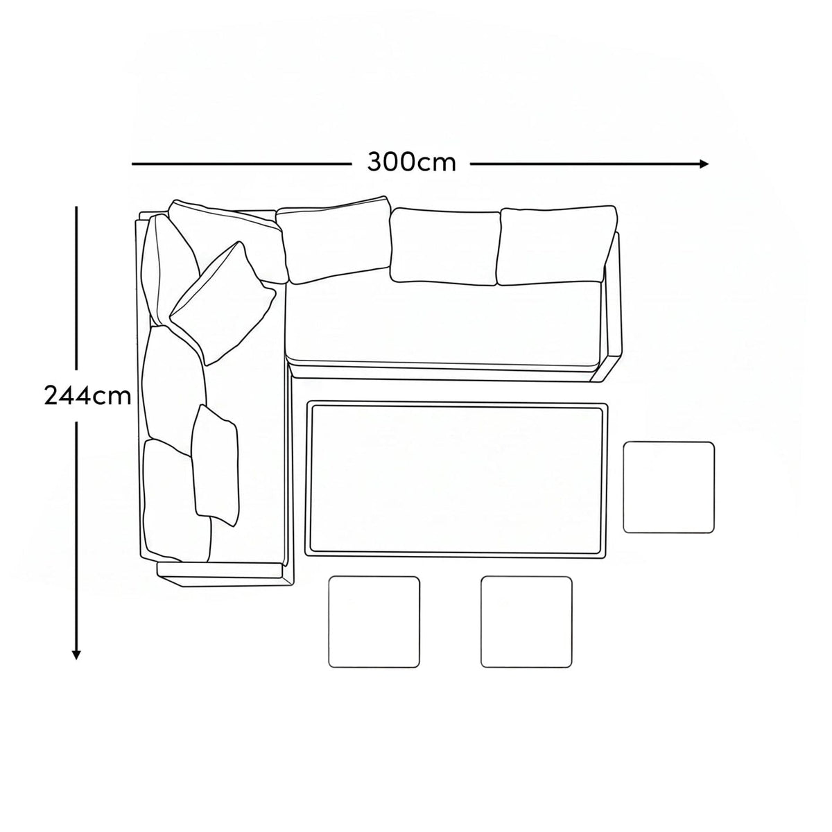 OUTLET - Aston 9 Seater Rattan Corner Sofa Set with Glass Table Top - Grey