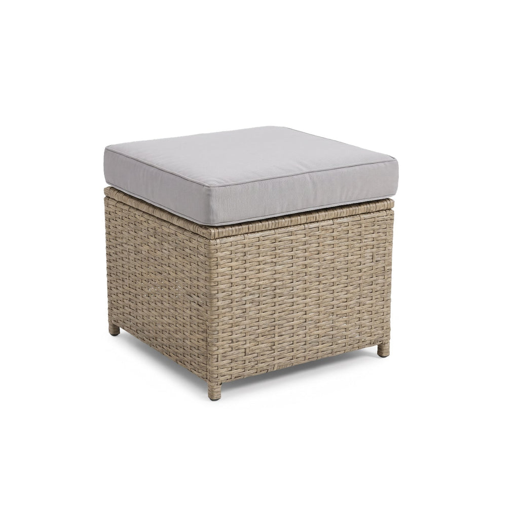 Aston 9 Seater Rattan Garden Corner Sofa Set with Fire Pit - Light Grey Weave