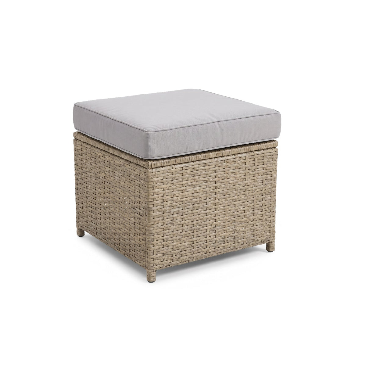 Aston 9 Seater Rattan Garden Corner Sofa Set with Fire Pit - Light Grey Weave