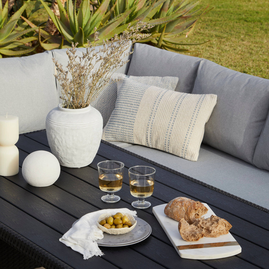 Outlet - Aston 9 Seater Outdoor Sofa Dining Set with Polywood Table Top - Black