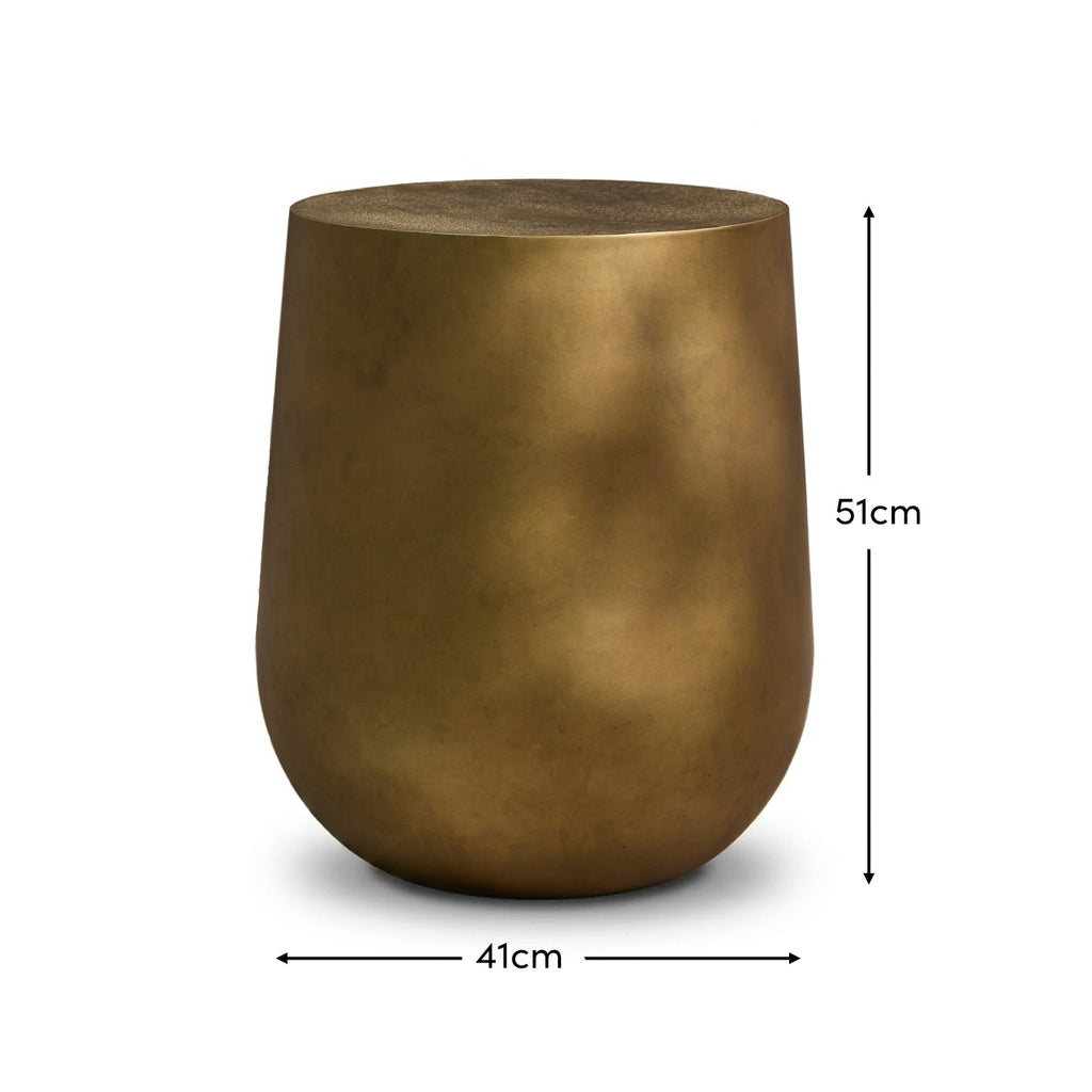 Astra 41cm Round Metal Side Table - Antique Brass