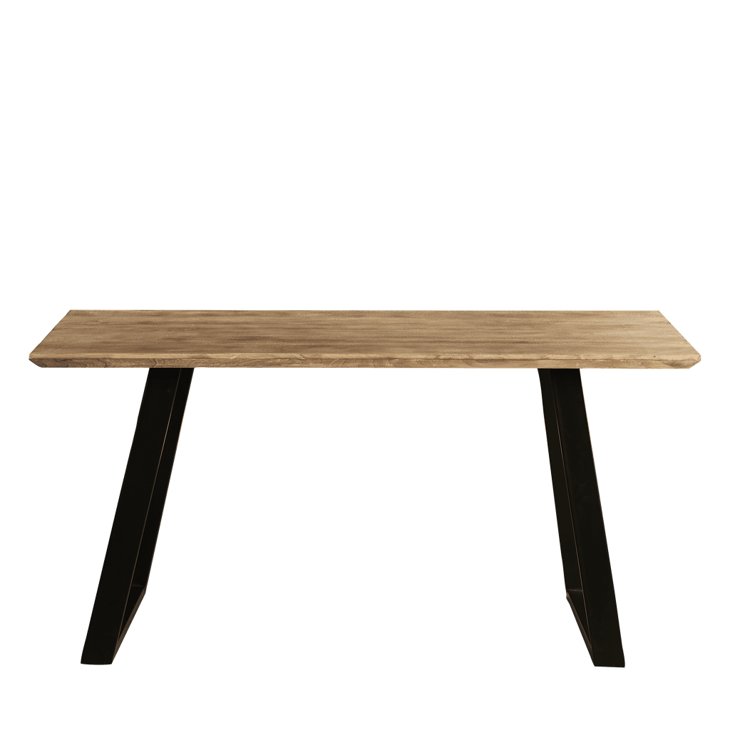 Atlas Chalked Mango Wood Dining Table Set -  6 Seater - Freya Ecru Boucle Dining Chairs - Black Oak Legs