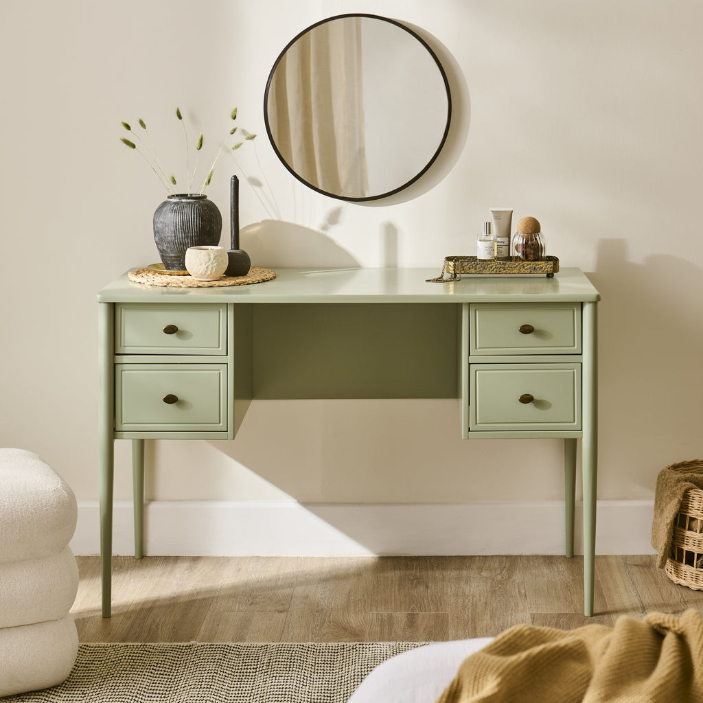 Aubrey Pistachio Green Dressing Table with Drawers