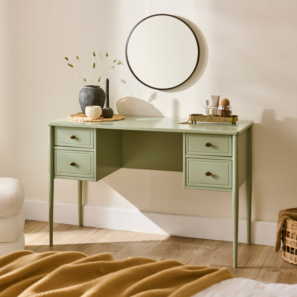 Aubrey Pistachio Green Dressing Table with Drawers