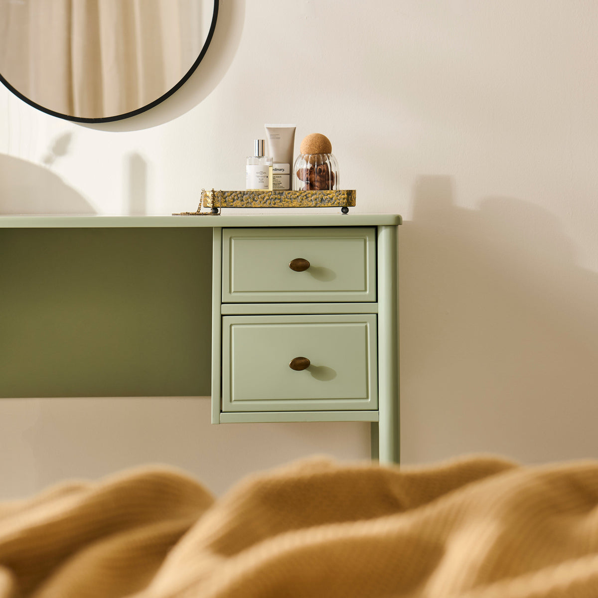 Aubrey Pistachio Green Dressing Table with Drawers