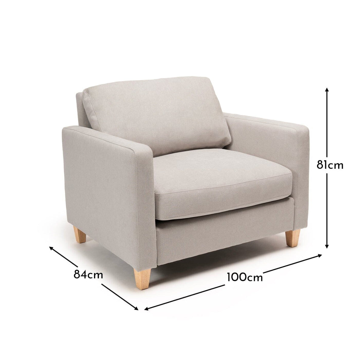 Ava Soft Beige Armchair - Pale Oak Legs