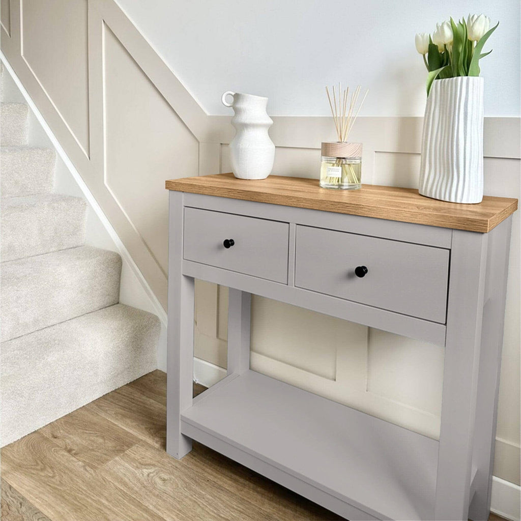 Bampton Stone Grey 2 Drawer Console Table