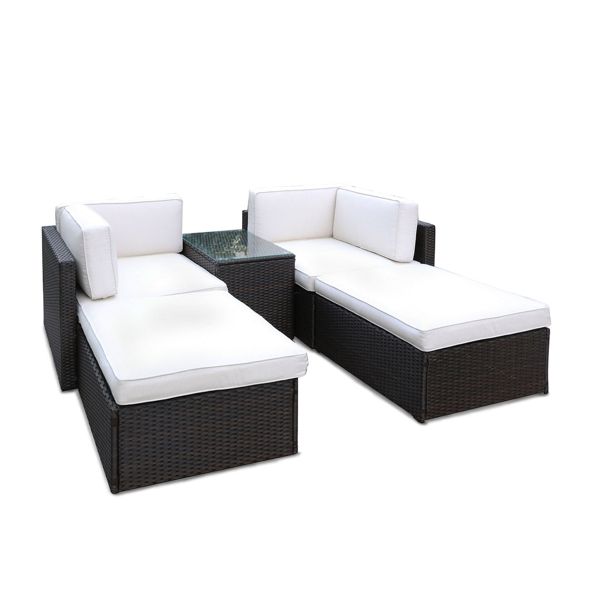 Rattan Multipositional Lounge Set with Console