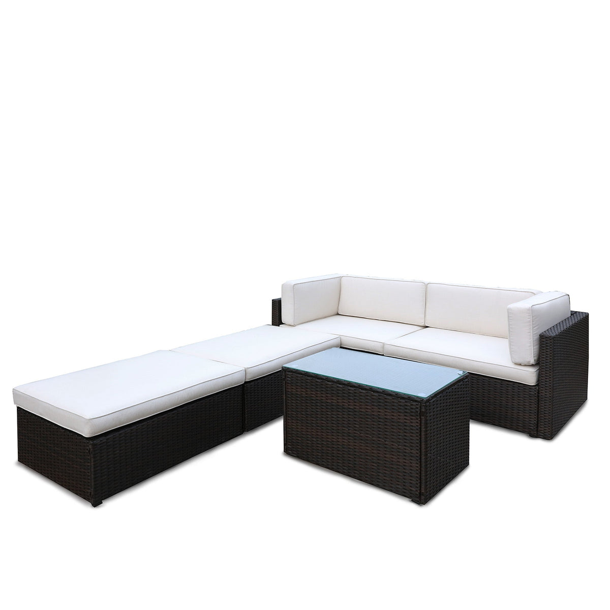 Rattan Multipositional Lounge Set with Console
