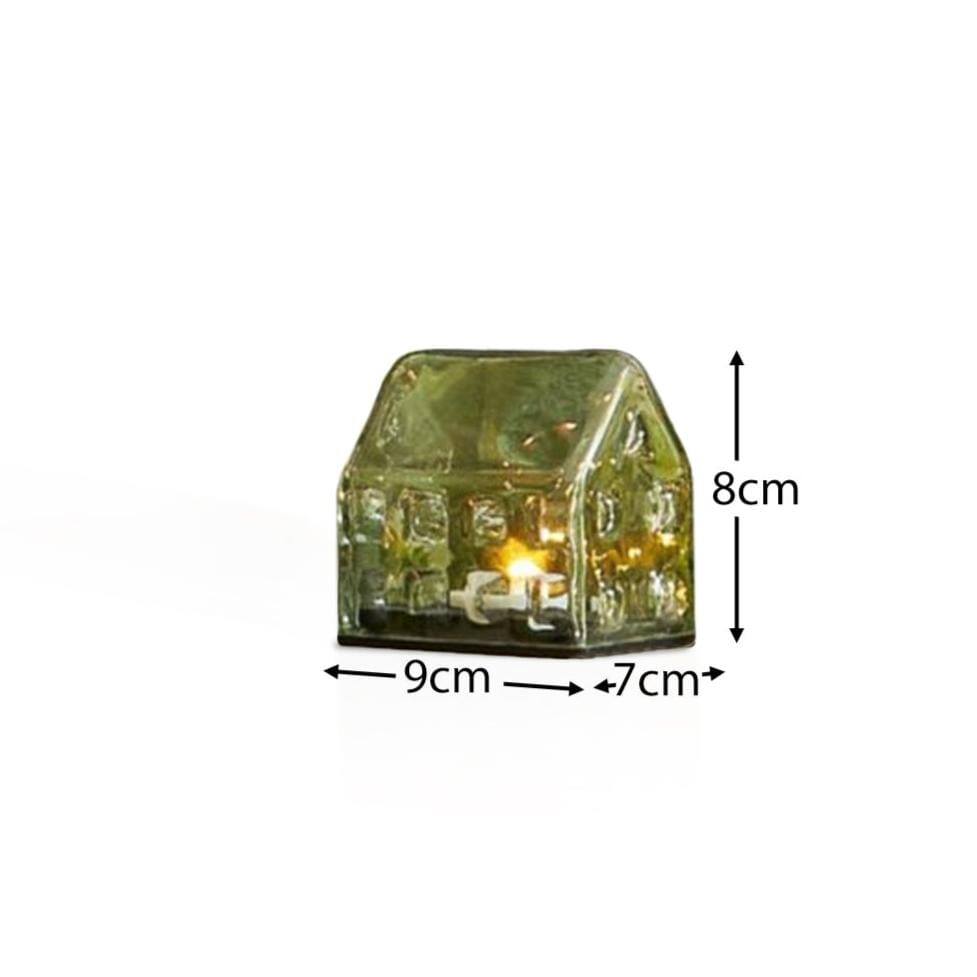 Brockley 8cm Glass LED Light Up House - Clear