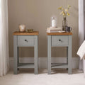 Bampton 1 Drawer Bedside Table - Stone Grey - Set of 2