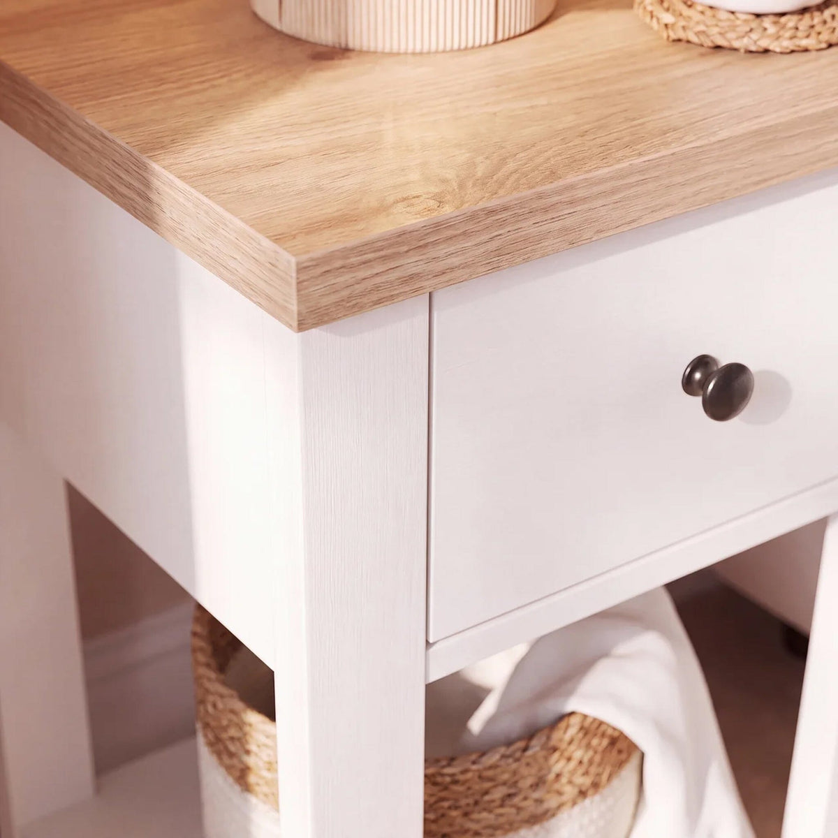 Bampton 1 Drawer Bedside Table - Alabaster White
