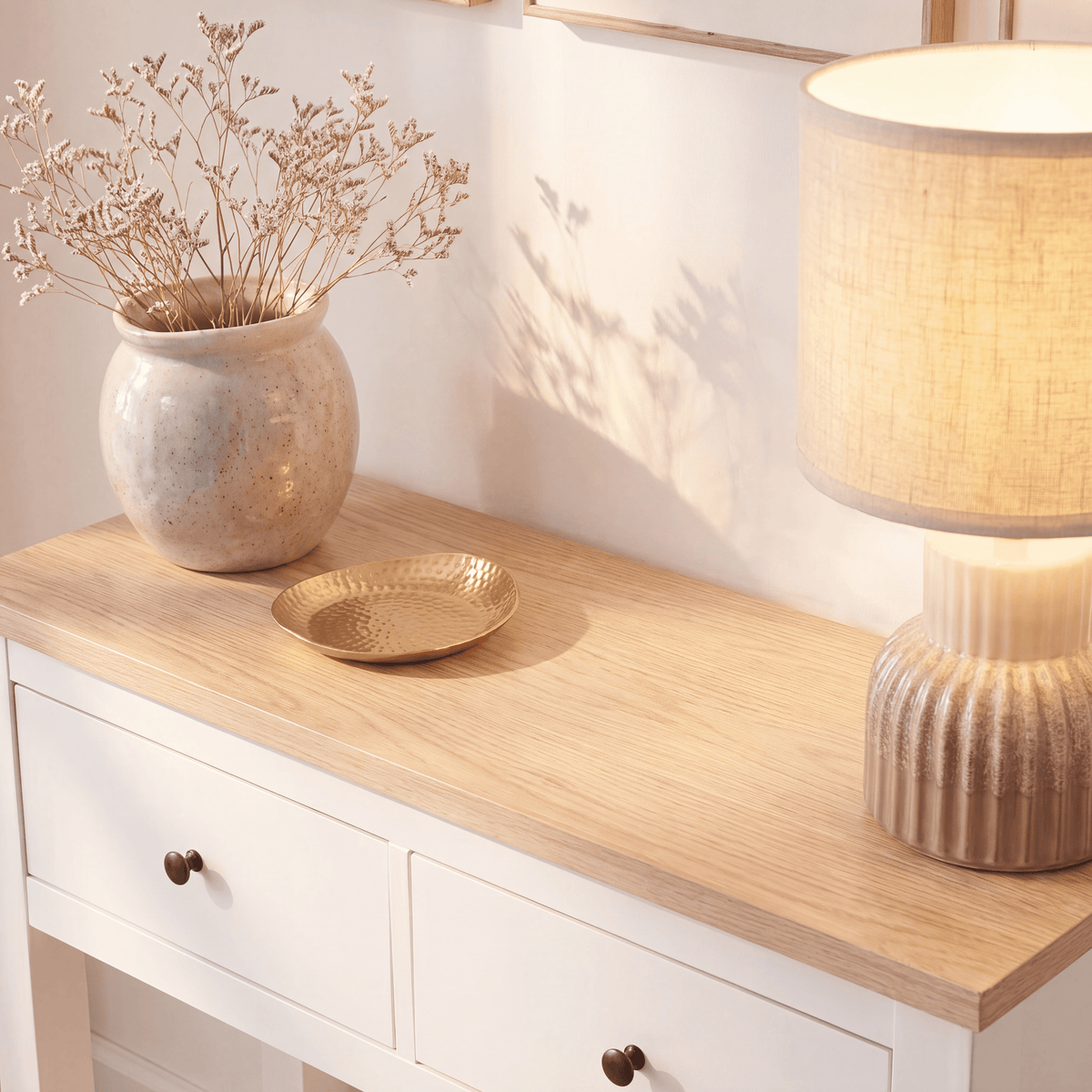Bampton Alabaster White 2 Drawer Console Table