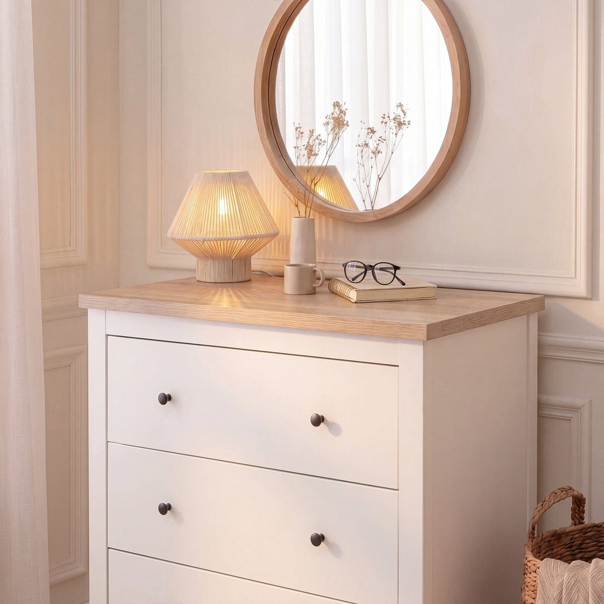 Bampton 4 Drawer Tall Chest of Drawers - Alabaster White