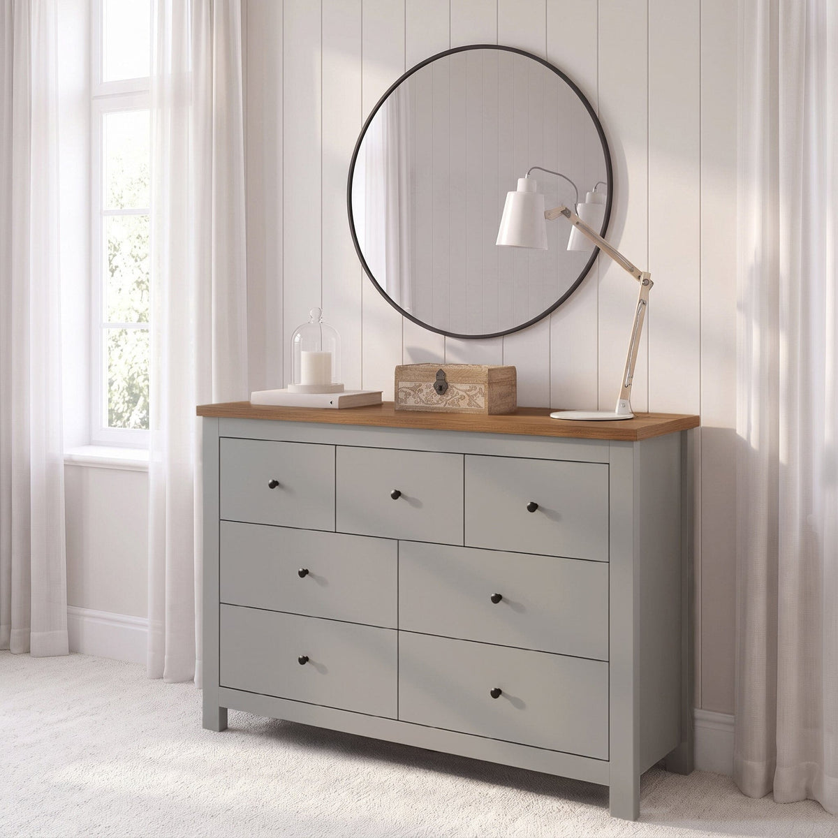Bampton 7 Drawer Chest of Drawers  - Stone Grey