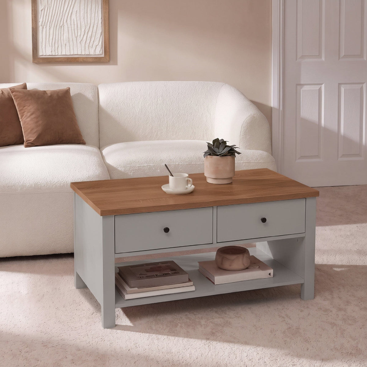 Bampton Stone Grey Coffee Table with Storage