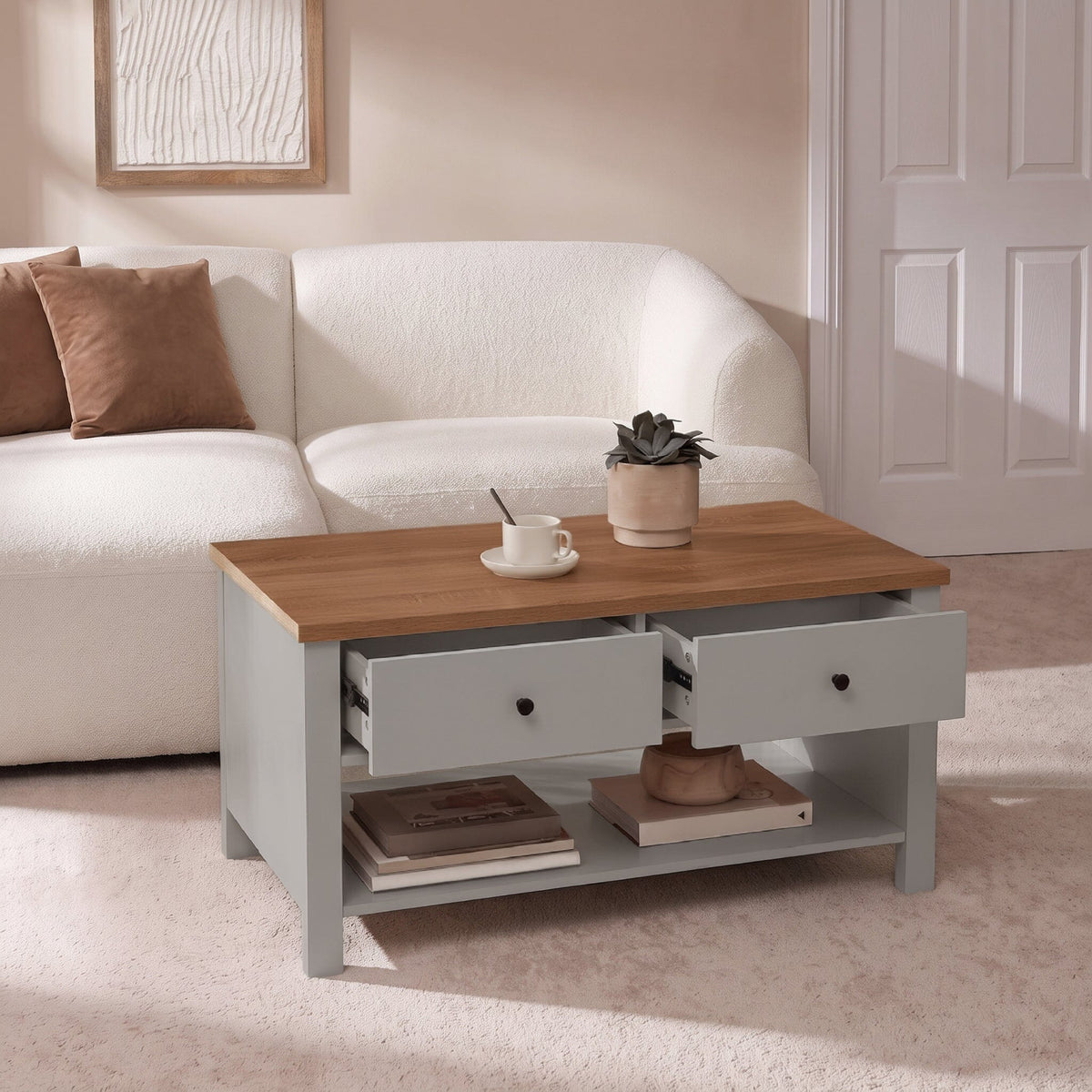 Bampton Stone Grey Coffee Table with Storage