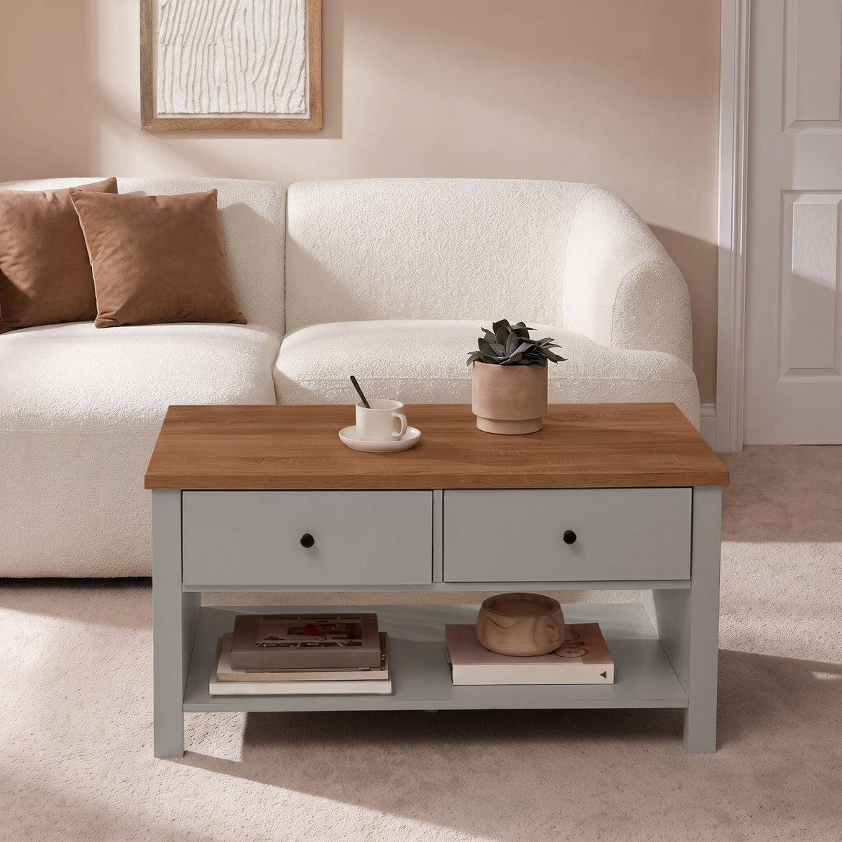 Bampton Stone Grey Coffee Table with Storage