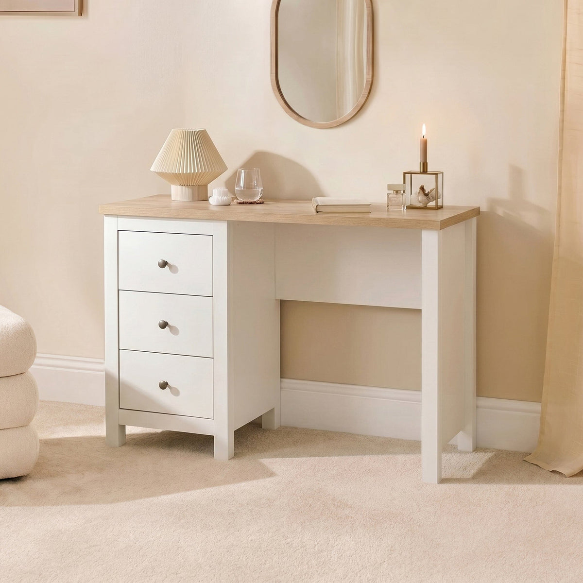 Bampton Dressing Table with Drawers Alabaster White