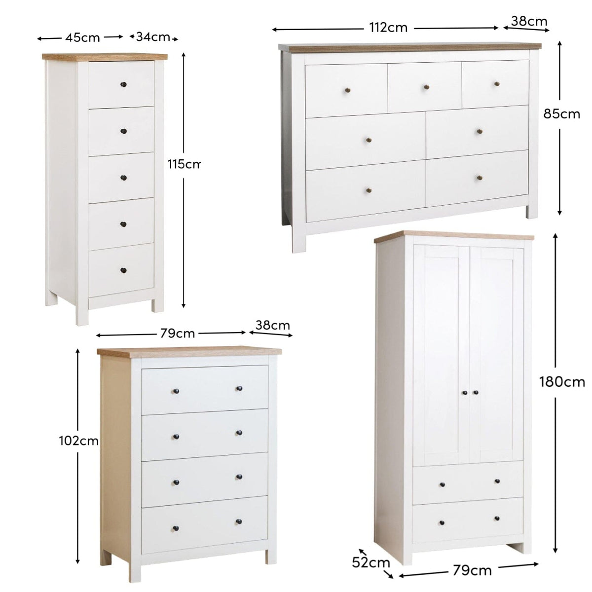 Bampton Wardrobe & Drawers Bedroom Set - Alabaster White