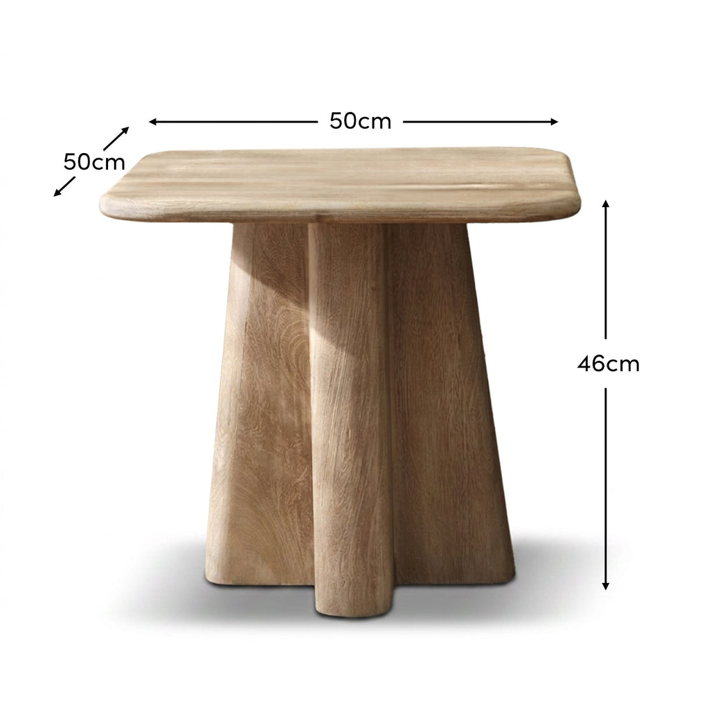 Bastian 50cm Square Side Table - Limewash