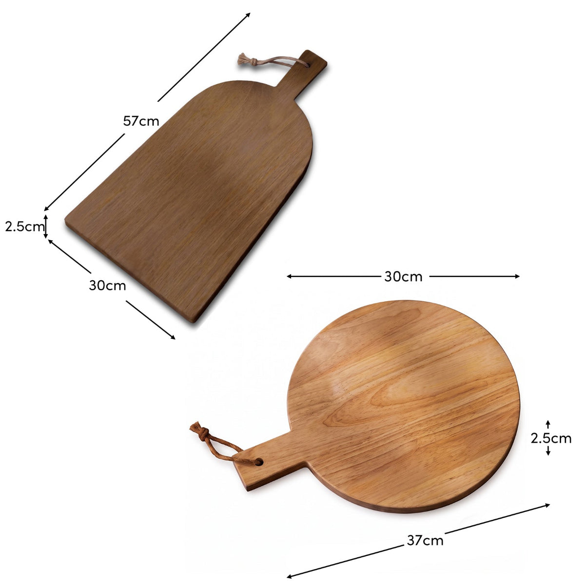 Beenham Wooden Serving Boards - Set of 2 - Almond Brown Mango Wood