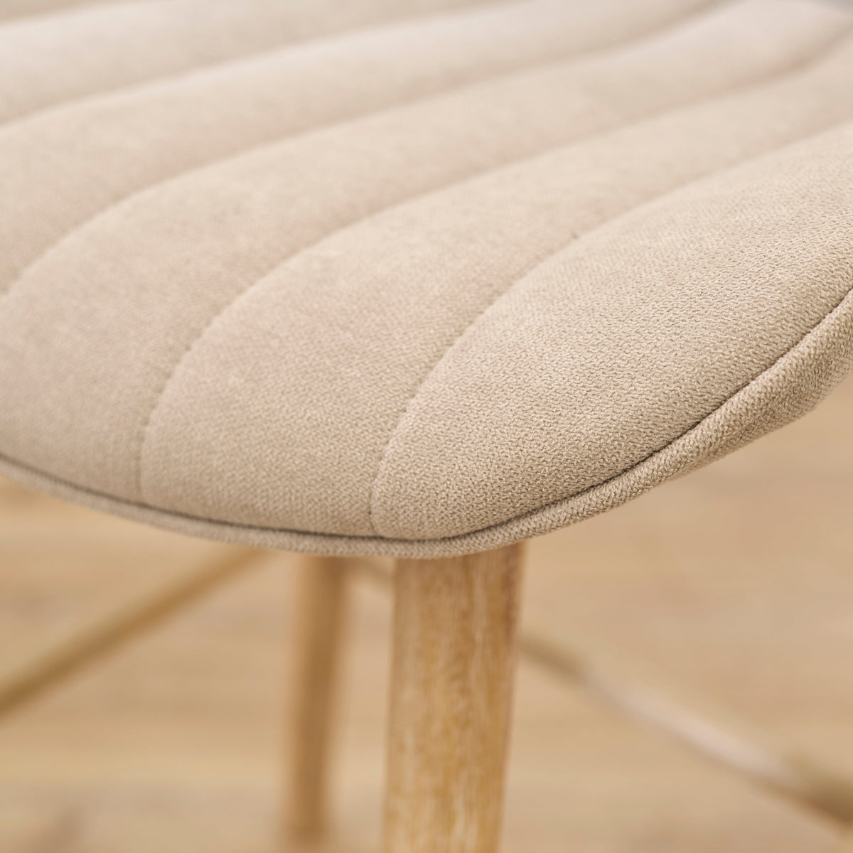 Bella Soft Beige Bar Stool - Whitewash Legs