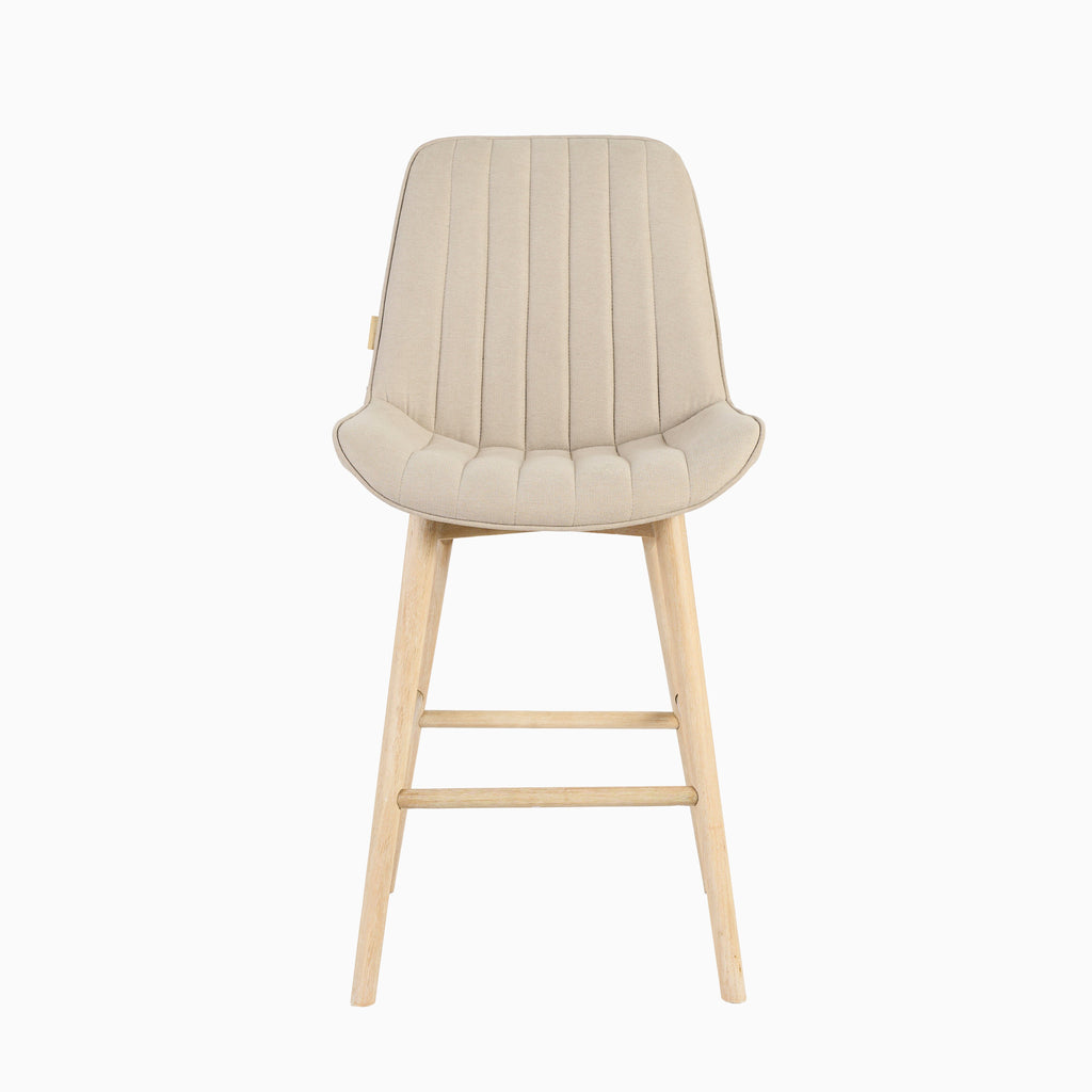 Bella Soft Beige Bar Stool - Whitewash Legs