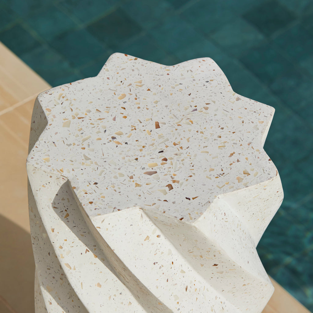 Bianca Concrete Garden Side Table - Pearl Terrazzo