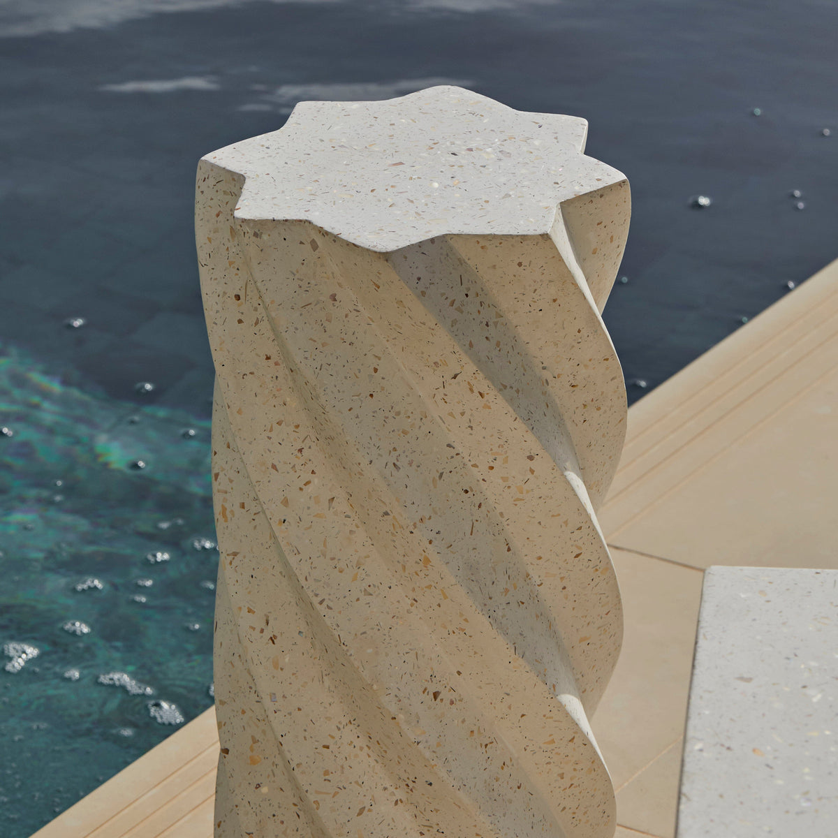 Bianca Concrete Garden Side Table - Pearl Terrazzo