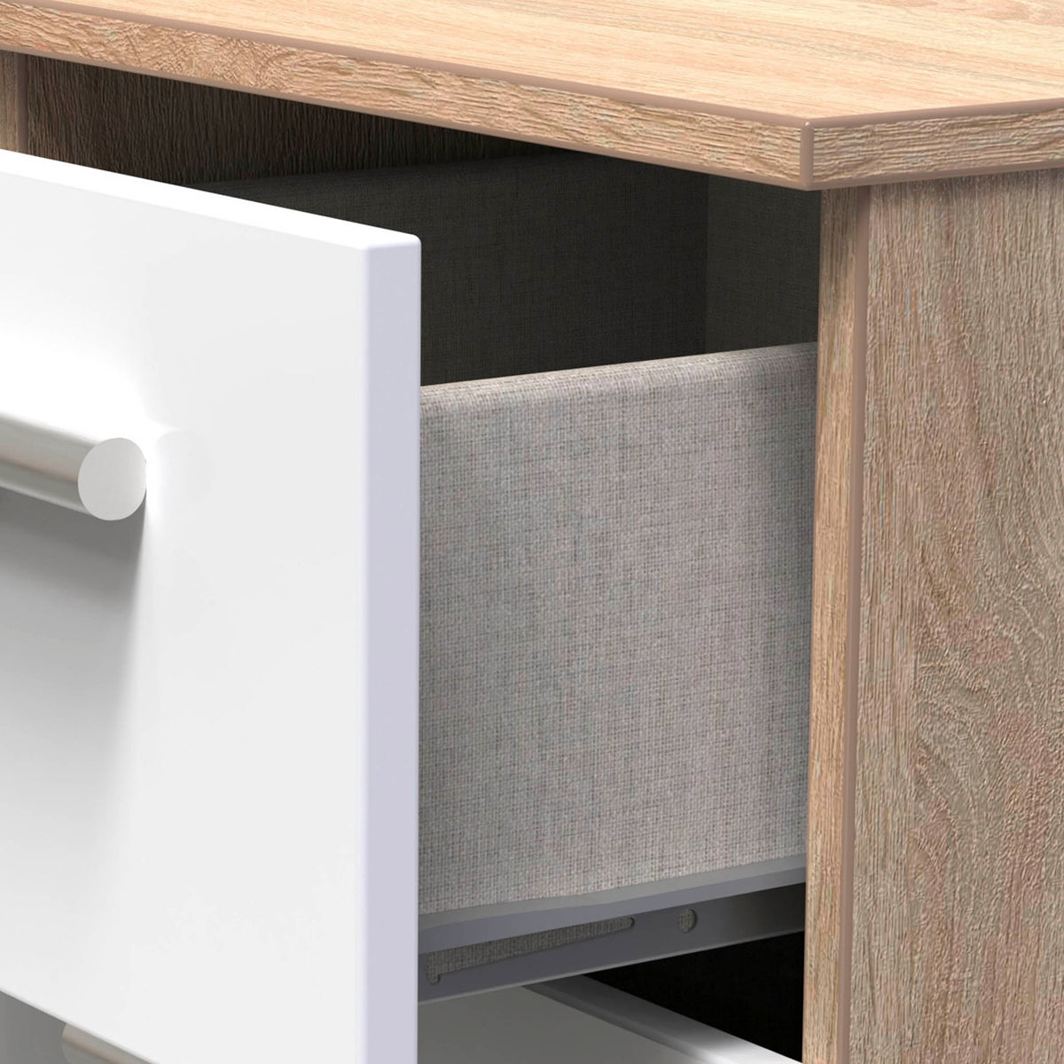 Blakely White & Light Oak 3 Drawer Deep Chest