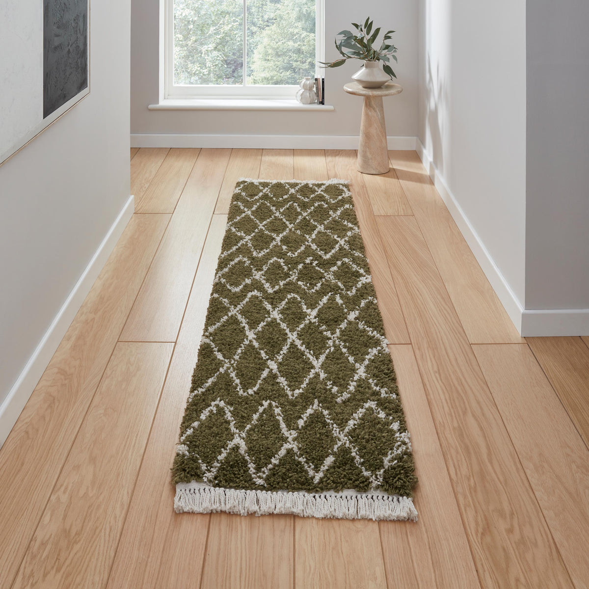 Edie Boho Diamond Shaggy Rug