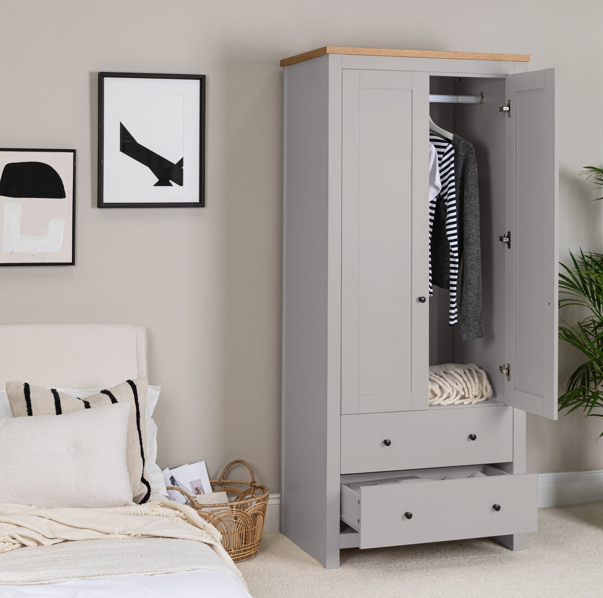 Outlet - Bampton Double Wardrobe - Grey