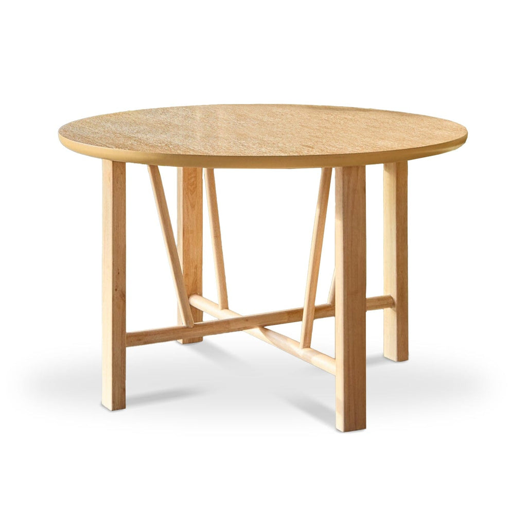 Carter Whitewash Round Dining Table with 4 Freya Boucle Dining Chairs with Whitewash Legs