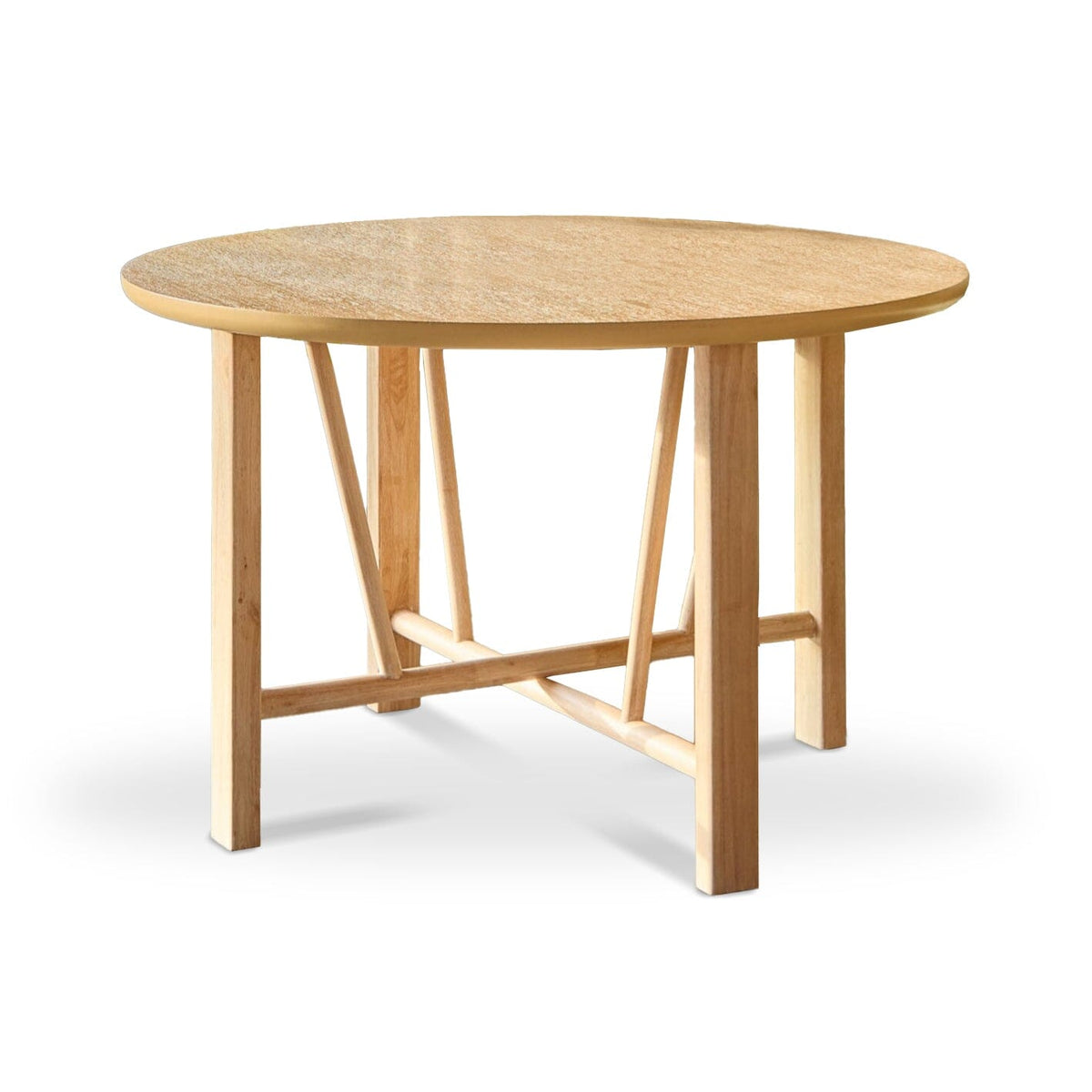 Carter Whitewash Round Dining Table with 4 Freya Boucle Dining Chairs with Whitewash Legs