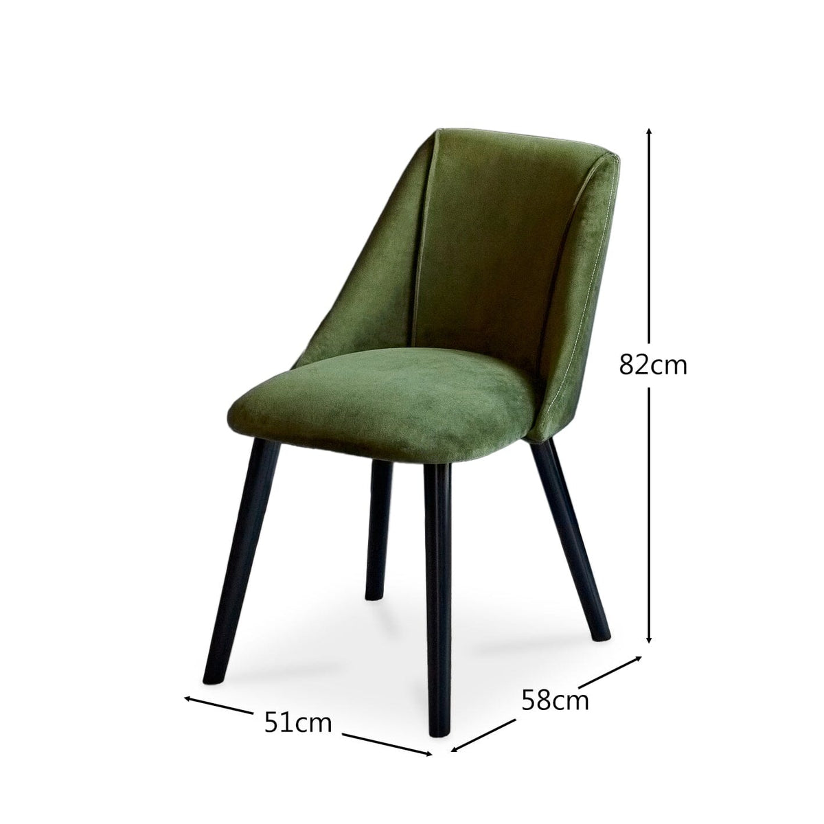 Jade Jet Black Rectangular Acacia Dining Table Set - 6 Seater - Freya Fern Green Dining Chairs with Black Legs