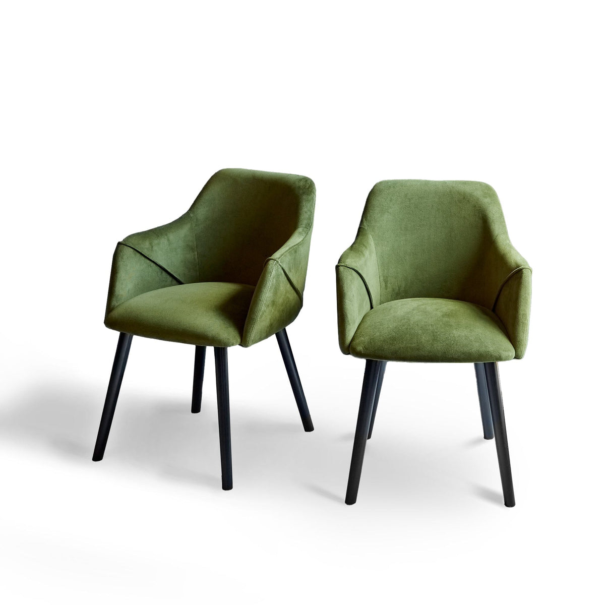 Freya Fern Green Armchairs - Set of 2 - Black Oak Legs