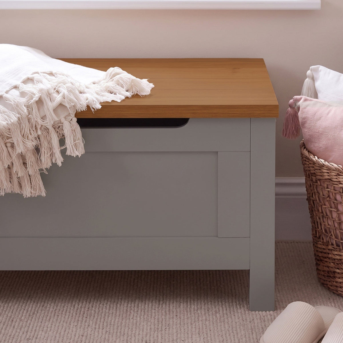 Bampton Blanket Box - Stone Grey