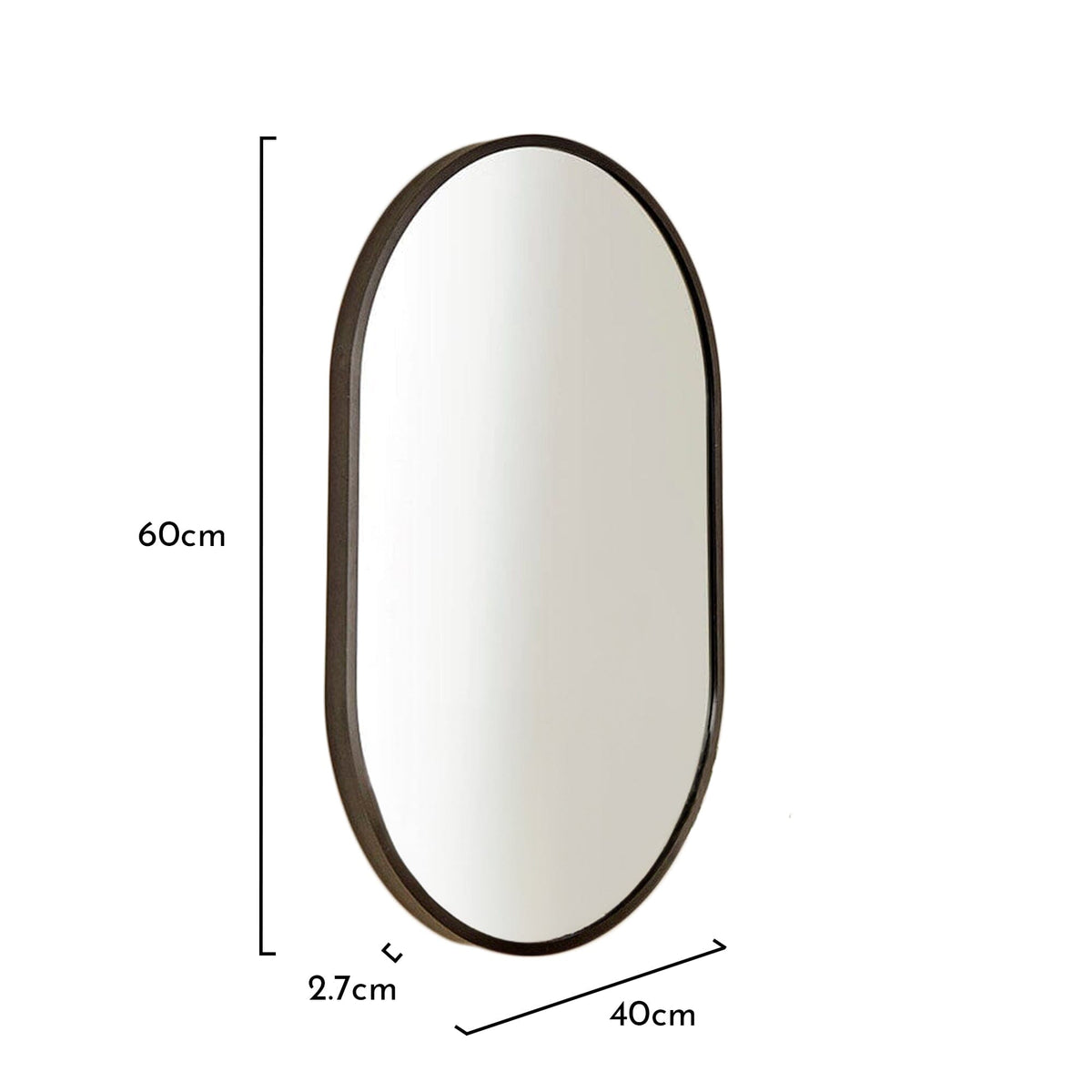 OUTLET - Lowesby 60X40cm Metal Capsule Mirror - Black
