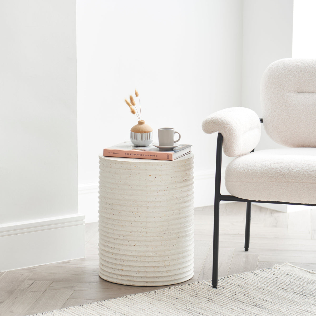 Carlotta Pearl Terrazzo Round Concrete Side Table