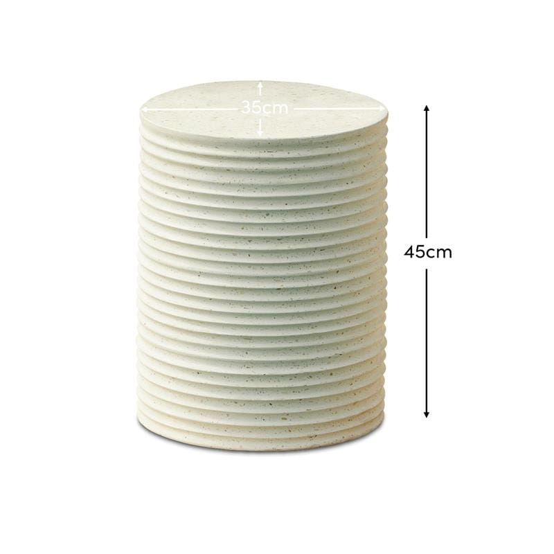 Carlotta Round Concrete Garden Side Table - Pearl Terrazzo