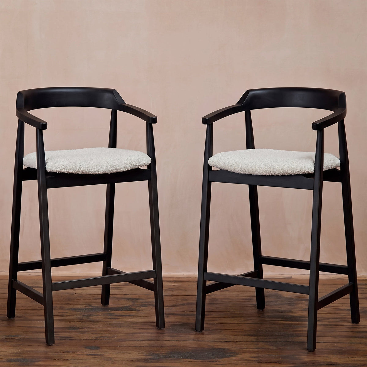 Carter Boucle Bar Stool - Black Oak Legs